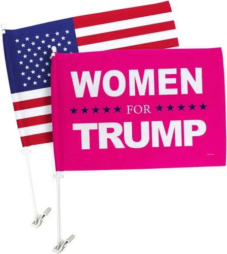 Banderas americanas para Trump, para mujer, para decoración de ventanas, soporte de montaje pequeño Pro-Trump 2024 MAGA Bandera para Carros,