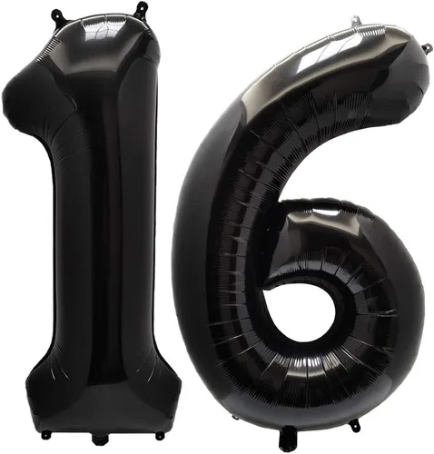Miniatura 32 de AULE Globos grandes de 40 pulgadas, número 0, negros, grandes, de papel de aluminio, globos de número de helio 0-9, gigantes, jumbo, felices