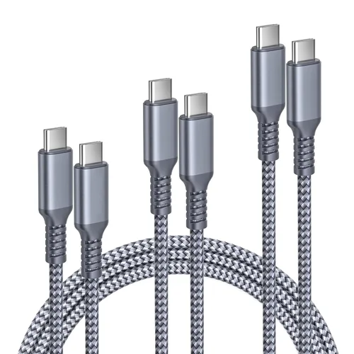 Miniatura 12 de Cable de carga USB tipo C, paquete de 3, (1.5/3.3/6.6 pies), de nailon, para Samsung Galaxy Fold Note 9, 8, S10, S9, S8, S10E, 10, 10E, Plus, S20