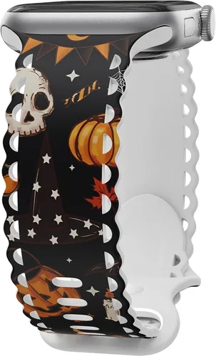 Miniatura 36 de Compatible con Apple Watch de 41mm 40mm 38mm 49mm 45mm 44mm 42mm para mujeres, correas deportivas de encaje huecas de silicona suave con estampado