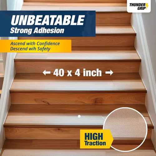 Miniatura 4 de Thunder Grip Peldaños de escalera para exteriores, antideslizantes, 24 x 4 pulgadas, paquete de 8 cintas de agarre exterior resistentes a