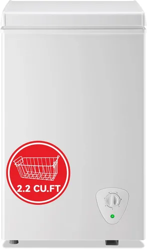 WANAI Congelador de pecho pequeño y profundo, color blanco, 2.2 pies cúbicos, mini congelador para puerta superior, 7 termostatos ajustables y dos