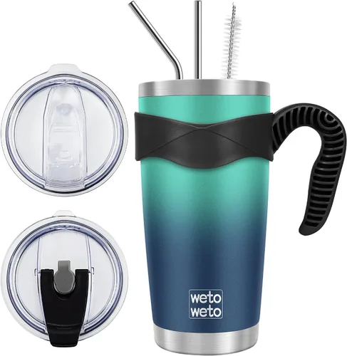 Miniatura 15 de WETOWETO - Vaso de viaje con aislamiento de 20 onzas, de acero inoxidable, con doble pared, a prueba de fugas, taza de café con revestimiento