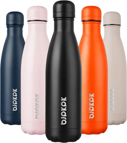 Miniatura 79 de BJPKPK Botellas de agua de acero inoxidable con aislamiento de 17 onzas, mantiene el frío y el calor, brillante oro rosa Oro rosa brillante