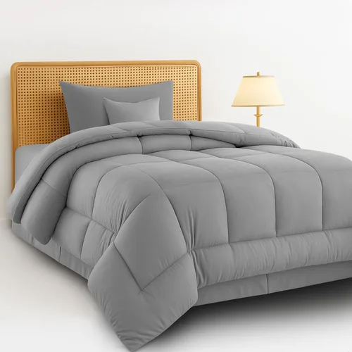 Miniatura 15 de Juego de colcha reversible LUX Décor de 4 piezas para cama individual, juego de ropa de cama impresa, microfibra en una bolsa, incluye 1 edredón, 1