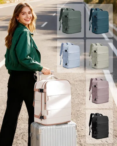Miniatura 8 de coowoz Mochila grande de viaje para mujeres y hombres, mochila de transporte, mochila para senderismo impermeable para deportes al aire libre