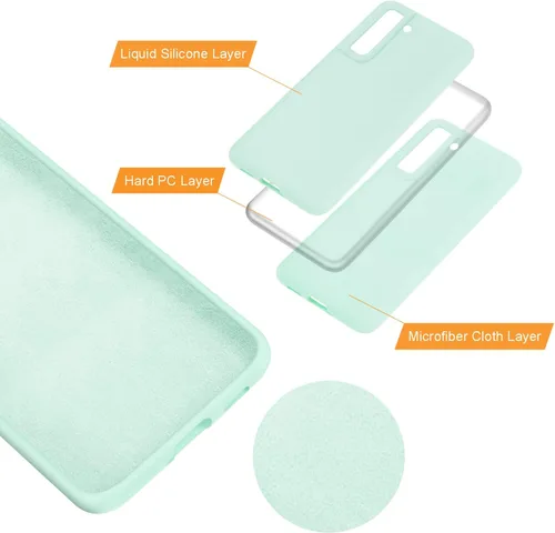 Miniatura 3 de Funda diseñada para Galaxy S21 FE, silicona líquida de goma a prueba de golpes, forro de tela de microfibra suave, compatible con Galaxy S21 FE