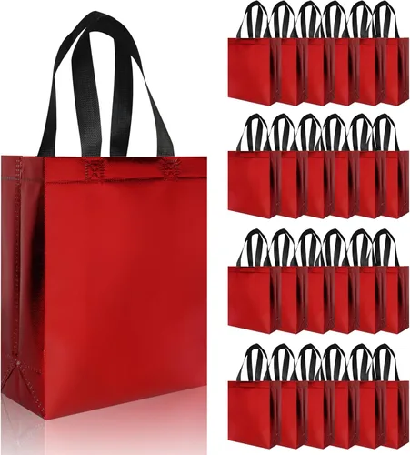 Miniatura 17 de cabzymx 18 bolsas de regalo pequeñas azul brillante, 8 x 3.9 x 9.8 pulgadas, bolsa de regalo reutilizable a granel con base resistente, bolsas