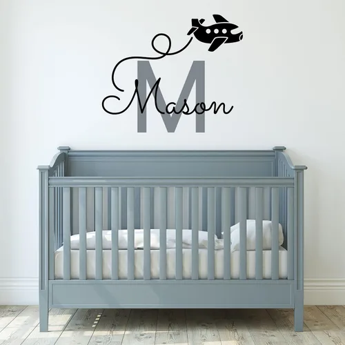 Miniatura 8 de Calcomanías de pared personalizadas con nombre de bebé en un bonito marco con ramas y hojas, calcomanías para paredes con nombre personalizado