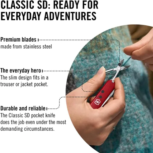 Miniatura 5 de Victorinox Swiss Army Classic SD - Cuchillo de bolsillo, color rojo