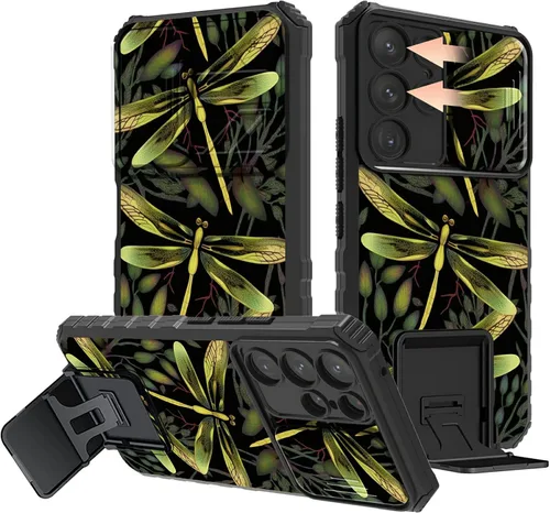 Miniatura 24 de Rossy Funda para Samsung Galaxy S22 Ultra para Samsung S22 Ultra con cubierta deslizante para cámara con función atril, funda híbrida de doble capa