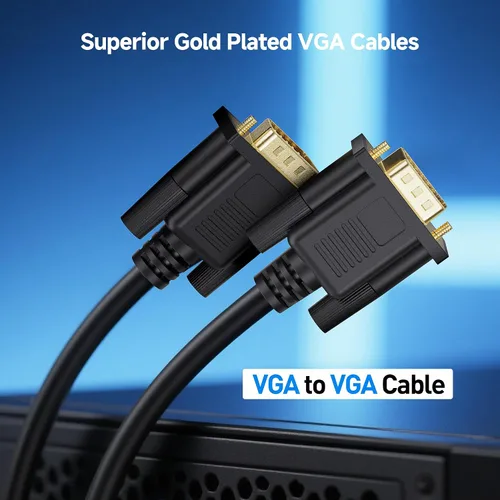 Miniatura 2 de Cable Matters Cable VGA a VGA de 6 pies con ferritas (cable VGA, cable de monitor VGA, cable de monitor de computadora, VGA macho a macho)