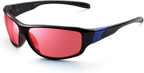 Pilestone TP-016 Lens D Color Blind Gafas estilo deportivo para uso en interiores y exteriores de ceguera roja media/fuerte, Negro -