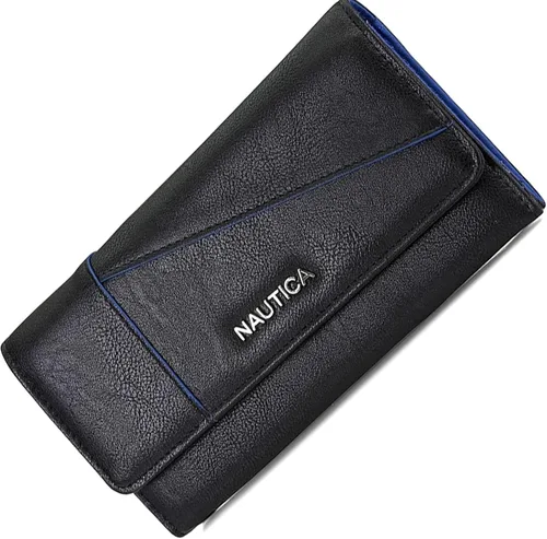 Miniatura 21 de Nautica Money Manager RFID - Cartera delgada y pequeña para mujer - Porta tarjetas de crédito con monedero y cartera con cremallera, organizador