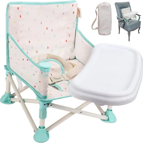 Miniatura 9 de Tiny Marvels Silla de bebé portátil 3 en 1, asiento elevador acogedor, silla de bebé con bandeja, plegable compacta, silla para niños pequeños