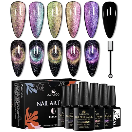 Juego de esmaltes de uñas de gel 9D Cat Eye, esmalte de gel magnético con efecto cielo estrellado, esmalte de gel de ojo de gato con LED UV, kit de