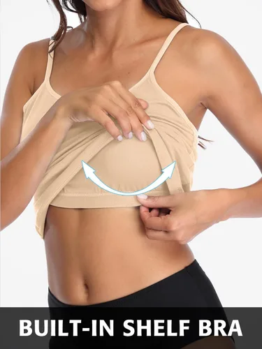 Miniatura 38 de Camisa Attraco de algodón, con tirantes estilo espagueti, con brasier incorporado, 2 paquetes, para mujer