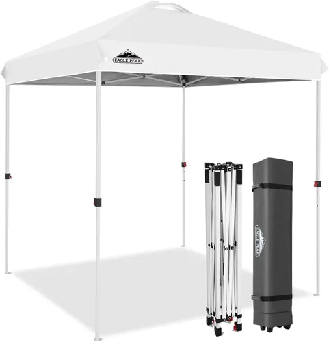 Miniatura 108 de EAGLE PEAK Tienda de campaña desplegable con bolsa de transporte con ruedas, 8 estacas, 4 cuerdas, 4 bolsas de peso, toldo de tienda de campaña