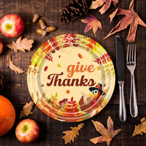 Miniatura 3 de Juego de platos y servilletas de Acción de Gracias, suministros de calabaza de hoja de arce para fiesta de otoño, decoraciones de Acción de Gracias