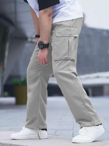 Miniatura 5 de HUNGSON Pantalones cargo casuales para hombre, pantalones de senderismo, pantalones atléticos, de algodón, holgados, rectos, para hombre