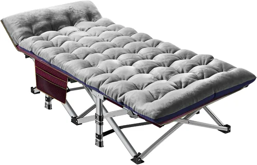 Miniatura 19 de ABORON Catres de campamento de 5 posiciones para adultos, catre de dormir plegable al aire libre, tumbona plegable con almohada, silla reclinable