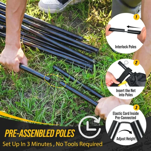 Miniatura 6 de Volleyball Badminton Pickleball 3-in-1 Combo Net Set, 5.1-7.4ft Adjustable Height Sports Nets for Backyards, Portable 17ft Outdoor Net with Carry
