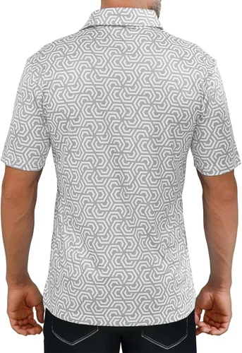 Miniatura 4 de JOYMASAR Camisas de golf para hombre - Polo de manga corta con estampado de rendimiento que absorbe la humedad