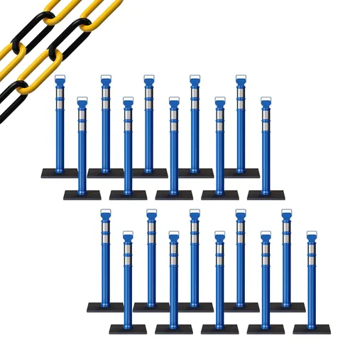 Miniatura 12 de Trafford Industrial - Juego de 20 postes de delineador de 45 pulgadas, collares reflectantes de 3 pulgadas, base de goma de 10 libras