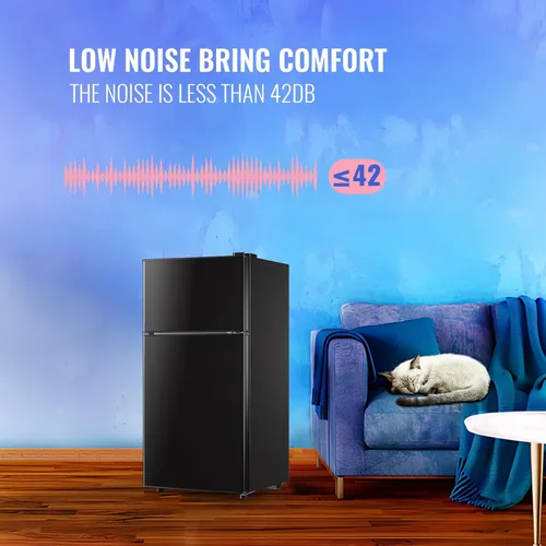 Miniatura 5 de DEMULLER Refrigerador de 2.4 pies cúbicos con congelador, mini refrigerador con estantes de plástico extraíbles, ideal para apartamentos, Negro