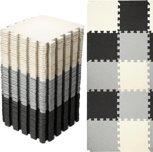 Miniatura 13 de Nuanchu 60 PCS Tapete de Rompecabezas de Espuma para Niños a Granel - Tapete de Juego de Espuma de Color Sólido con Bordes Entrelazados Alfombra