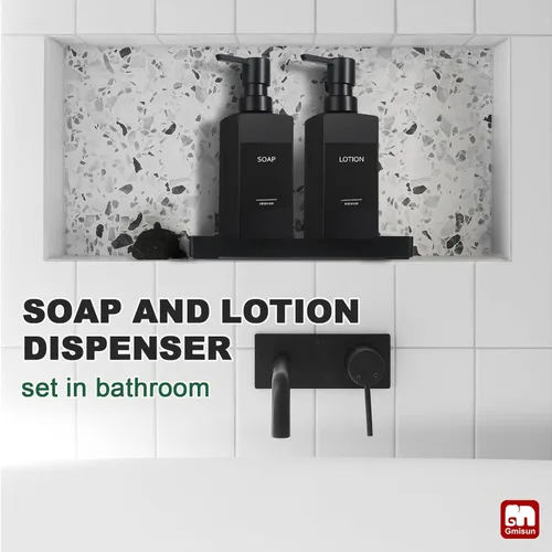 Miniatura 6 de GMISUN Juego de dispensador de jabón de cocina, dispensadores de jabón para manos y platos, dispensador de jabón negro de 12 fl oz/11.8 fl oz