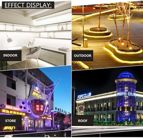Miniatura 9 de SYMHMT - Tira de luz LED RGB de neón, CA 110 V/multicolor, regulable, multimodos, impermeable, flexible, con control remoto (32.8 pies, RGB)