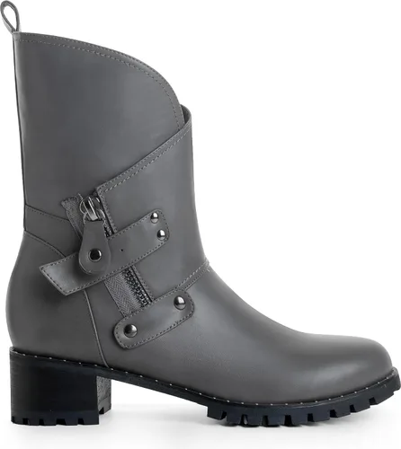 Miniatura 3 de Botas de tobillo para mujer, a media pantorrilla, tacón bajo, botines para mujer, botas con hebilla y correa con cremallera, moda 'Juanita