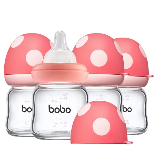 Miniatura 20 de YOHKOH Biberón de vidrio natural con pezón de flujo lento de nivel 1, biberones anticólicos para recién nacidos, botella de vidrio de cuello ancho