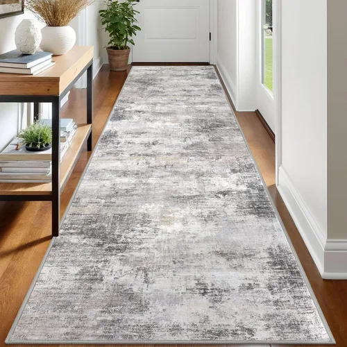 Miniatura 328 de IOHOUZE Alfombra pequeña abstracta de 2 x 3 pies, alfombra de entrada lavable para entrada interior, alfombras con respaldo de goma, alfombra gris