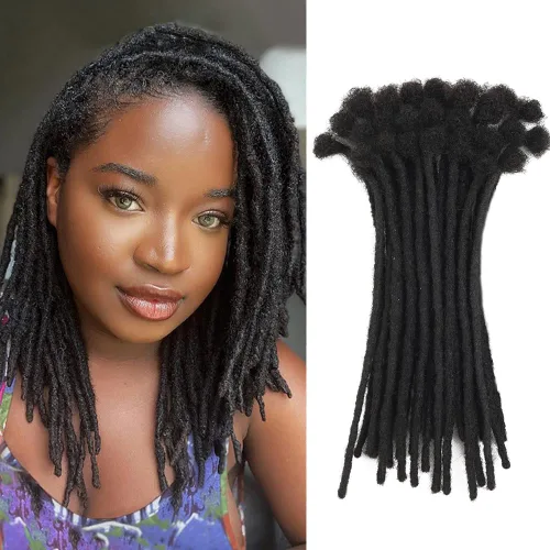 Miniatura 7 de Extensiones de rastas de cabello humano 100% real, de 0.1 in, 8 pulgadas, 10 hebras para hombres y mujeres, con cobertura de cabeza completa, hechas
