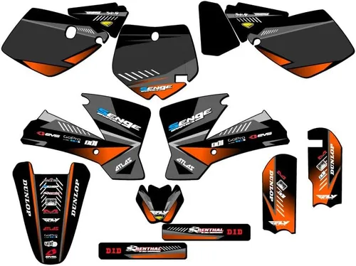 Miniatura 9 de 2002-2008 SX 65 SURGE Black Senge Kit de base gráfica compatible con KTM