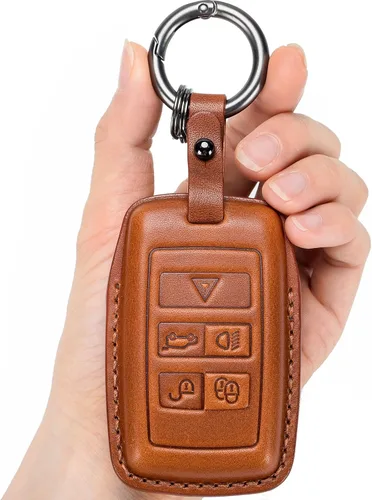 Miniatura 9 de Funda para llavero Land Rover/Jaguar de piel auténtica con llavero, compatible con Evoque Velar Sport Discovery Freelander2 LR4 Land Rover