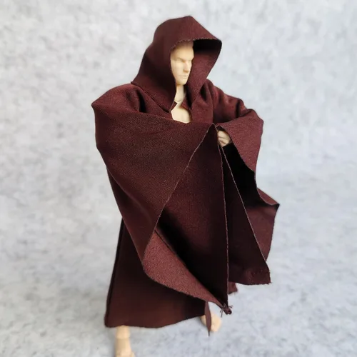 Miniatura 3 de SSbeauty M Bata de tela a escala 1:12 con sombrero para figura de acción de muñeca de 6 pulgadas y 6 pulgadas (sin figura) (manga L marrón)