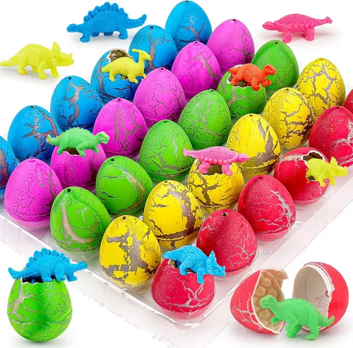 30 huevos grandes de dinosaurio para incubación de dinosaurios, recuerdos de fiesta de cumpleaños para niños de 3-5, 4-8, rellenos de bolsas de
