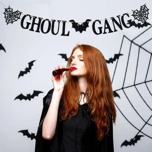 Miniatura 5 de Cartel de Ghoul Gang, accesorios para fotos de fiesta de noche de Halloween, temática de fantasmas de terror, suministros de decoración de fiesta