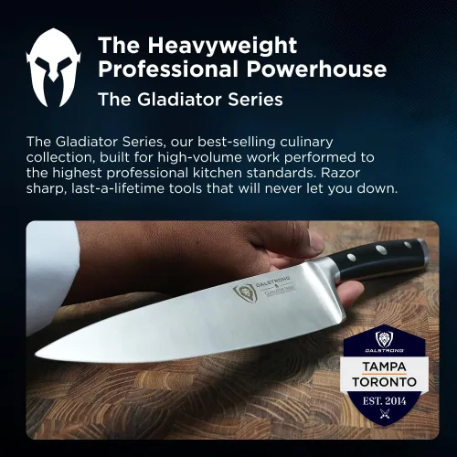 Miniatura 5 de Dalstrong - Cuchillo de chef de 8 pulgadas - Serie Gladiador ELITE - Cuchillo de chef forjado de acero alemán HC - Cuchillo de cocina de filo