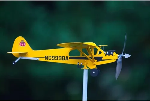 Miniatura 4 de Veta de avión Piper J3 Cub 2023, regalos para los amantes del vuelo, decoración de veletas de avión, molino de viento hecho a mano, fácil