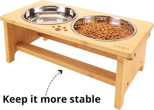 Miniatura 4 de HTB Cuencos elevados para perros, soporte elevado para perros con 2 cuencos de acero inoxidable, cuencos elevados para perros grandes, medianos