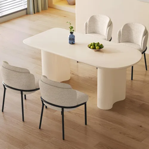 Miniatura 18 de Guyii Juego de mesa de comedor de 55.11 pulgadas con 4 sillas, juego de mesa de cocina moderno, mesa de comedor interior para cocina, bar, sala