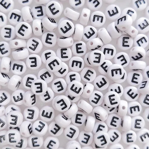 Miniatura 6 de Más de 200 cuentas de letras M individuales de 0.16 x 0.27 pulgadas para la fabricación de joyas, alfabeto acrílico redondo blanco a granel