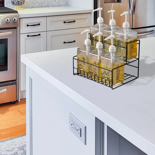 Miniatura 7 de Cabilock Estante para jarabe de hierro de 2 niveles, almacenamiento de especias, organizador de despensa de cocina, encimera, fácil de limpiar