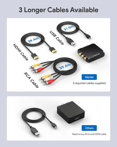 Miniatura 3 de Adaptador WENTER de RCA a HDMI, convertidor de 1080P AV a HDMI, adaptador de audio y video compuesto mini CVBS, compatible con PAL/NTSC