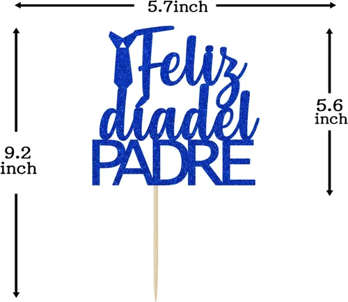 Miniatura 6 de Decoración de pastel de Feliz Día del Padre para decoración del día del padre, suministros de fiesta de cumpleaños de papá con purpurina azul