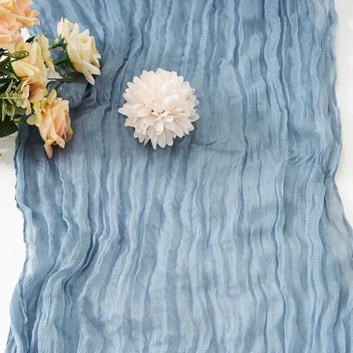 Camino de mesa de estopilla de 17 x 108 pulgadas, tela bohemia semitransparente para boda, baby shower, fiesta de cumpleaños, decoración de mesa del